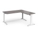 TR10 desk 1600mm x 800mm with 800mm return desk - white frame, grey oak top