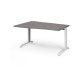 TR10 left hand wave desk 1400mm - white frame, grey oak top