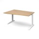 TR10 left hand wave desk 1400mm - white frame, oak top