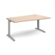 TR10 right hand wave desk 1600mm - silver frame, beech top