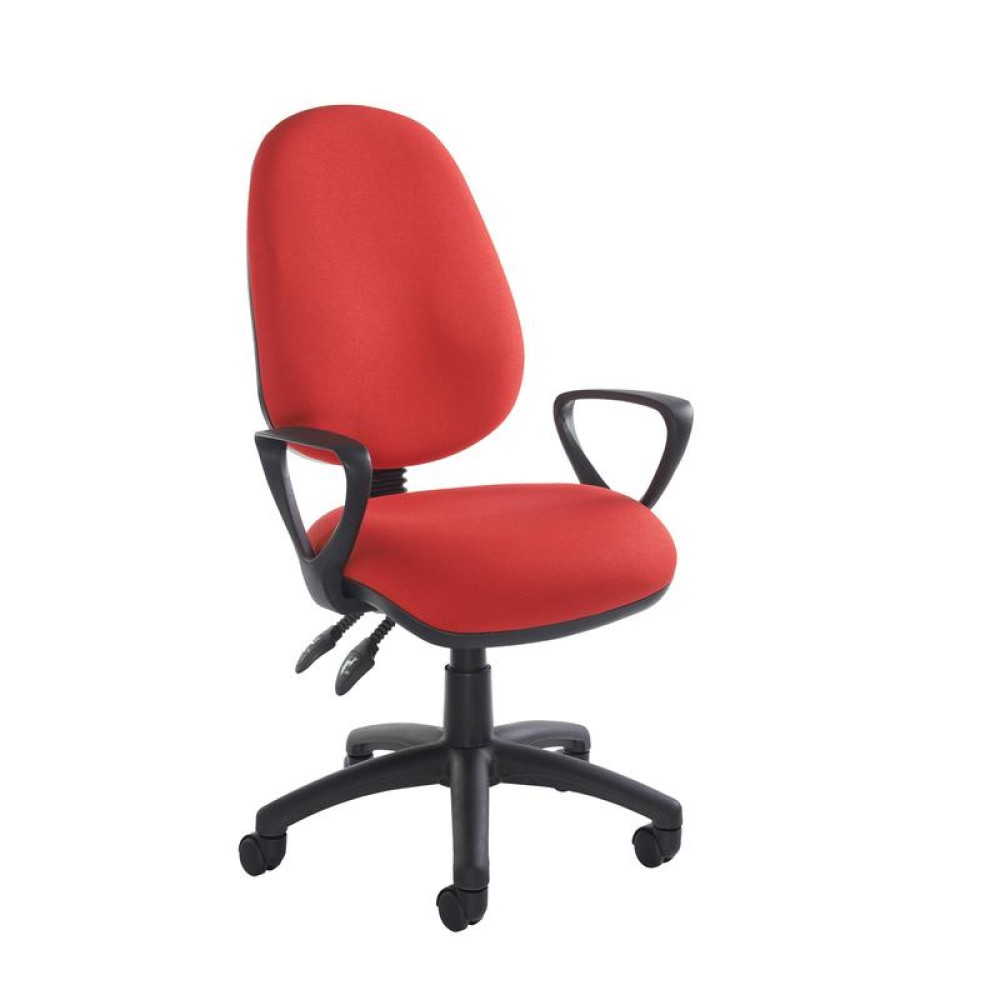 Vantage 100 2 lever PCB operators chair with fixed arms - red