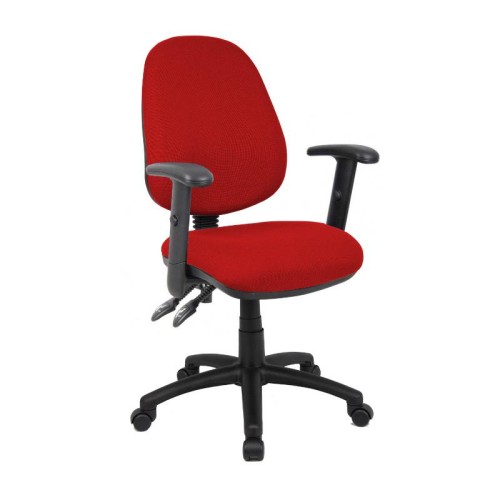 Finish: Burgundy, Arms: Height Adjustable Arms, Base Type: Black 5 Star, Back Style: Fabric