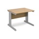 Vivo straight desk 1000mm x 800mm - silver frame, oak top