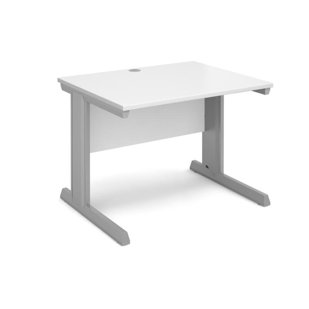 Vivo straight desk 1000mm x 800mm - silver frame, white top