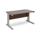Vivo straight desk 1400mm x 800mm - silver frame, walnut top