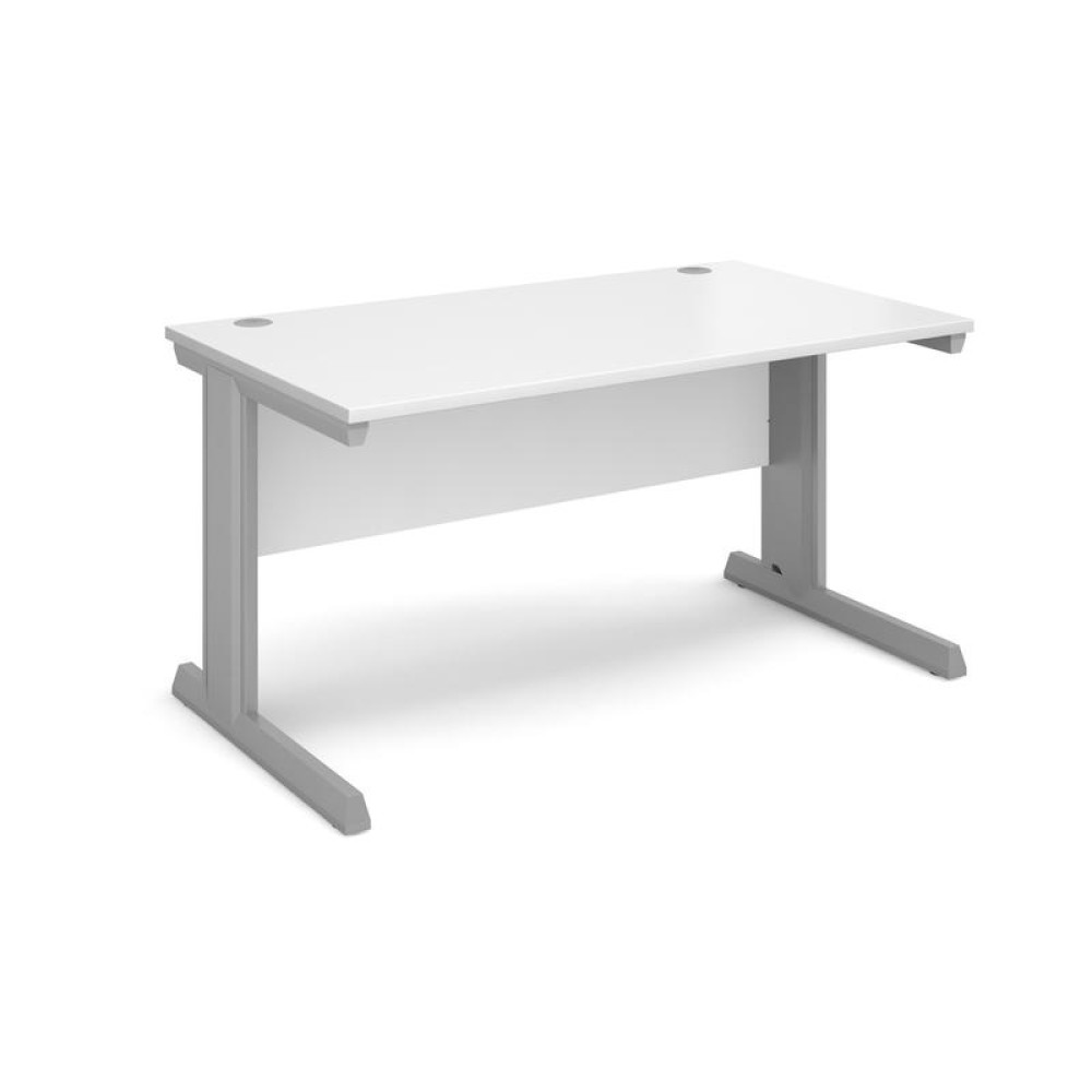 Vivo straight desk 1400mm x 800mm - silver frame, white top