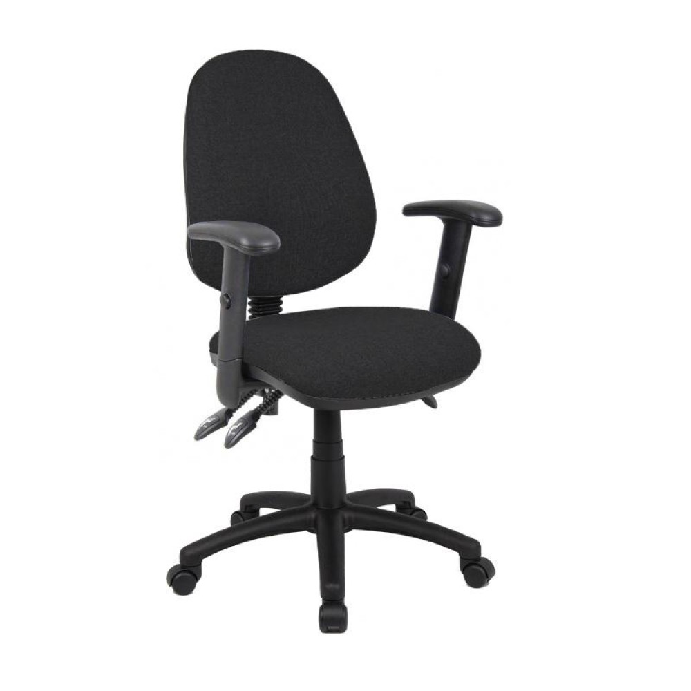 Vantage 200 3 lever asynchro operators chair with adjustable arms - black