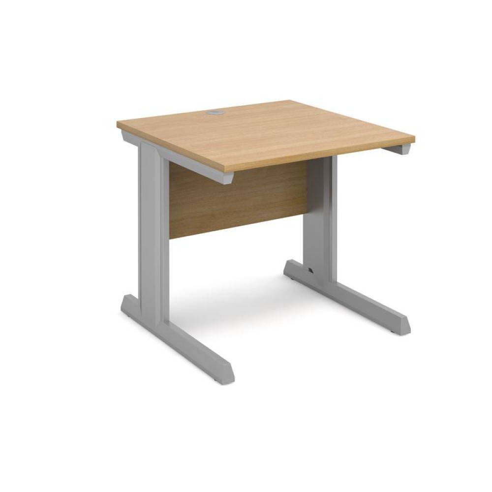 Vivo straight desk 800mm x 800mm - silver frame, oak top