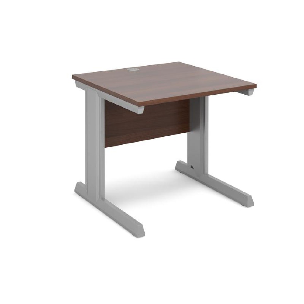 Vivo straight desk 800mm x 800mm - silver frame, walnut top