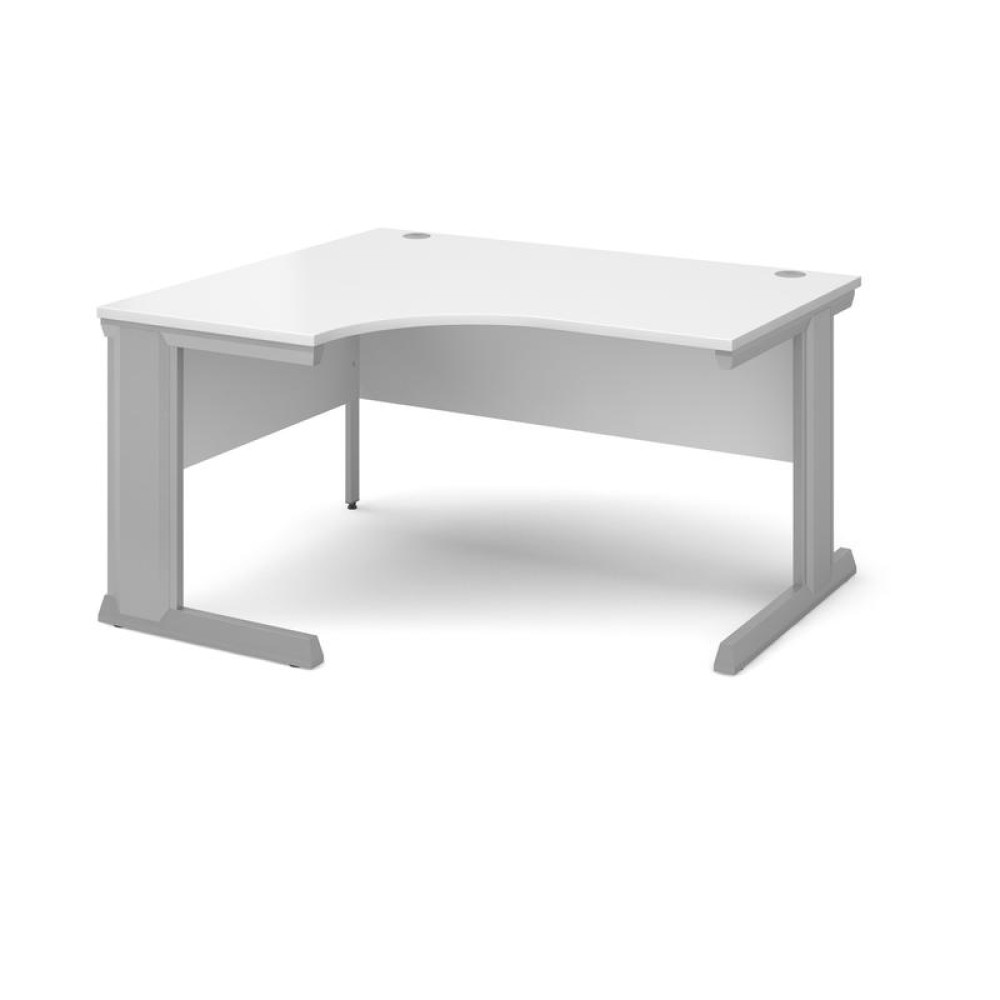 Vivo left hand ergonomic desk 1400mm - silver frame, white top