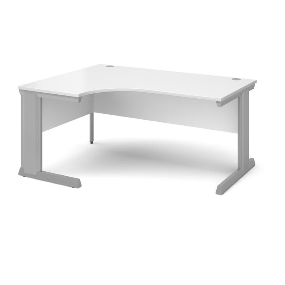 Vivo left hand ergonomic desk 1600mm - silver frame, white top