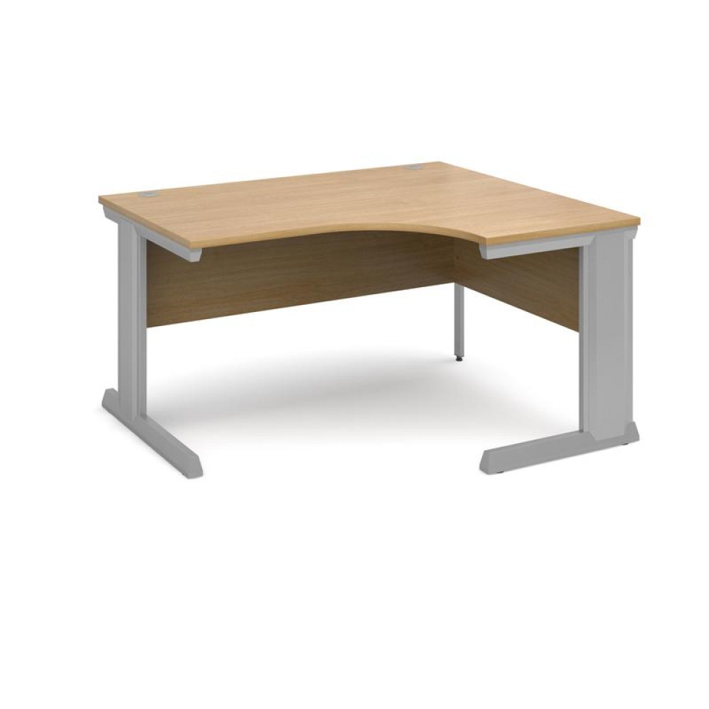 Vivo right hand ergonomic desk 1400mm - silver frame, oak top