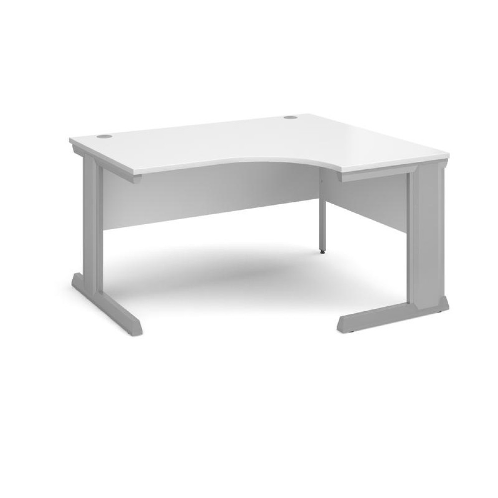 Vivo right hand ergonomic desk 1400mm - silver frame, white top