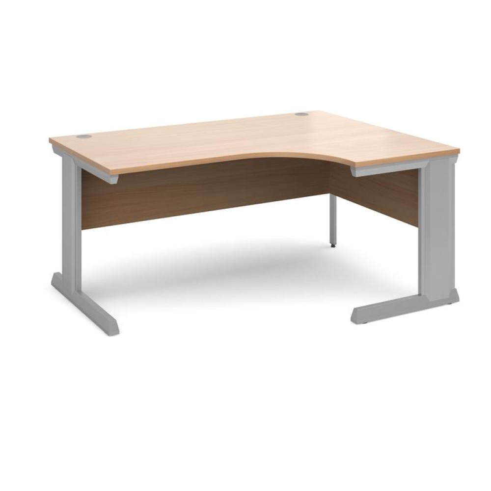 Vivo right hand ergonomic desk 1600mm - silver frame, beech top