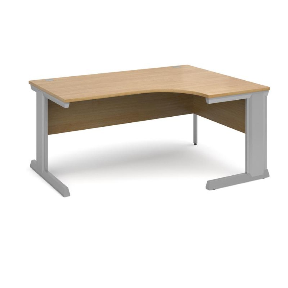Vivo right hand ergonomic desk 1600mm - silver frame, oak top