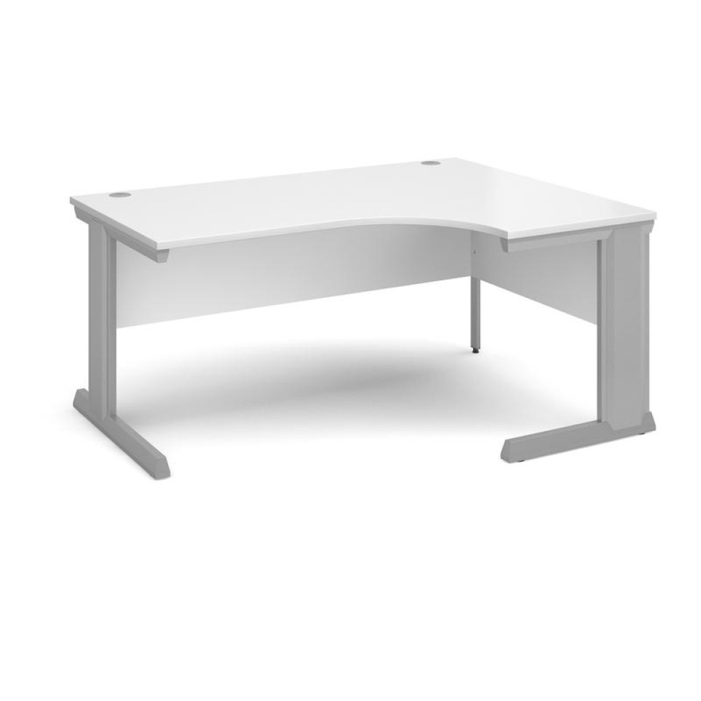 Vivo right hand ergonomic desk 1600mm - silver frame, white top