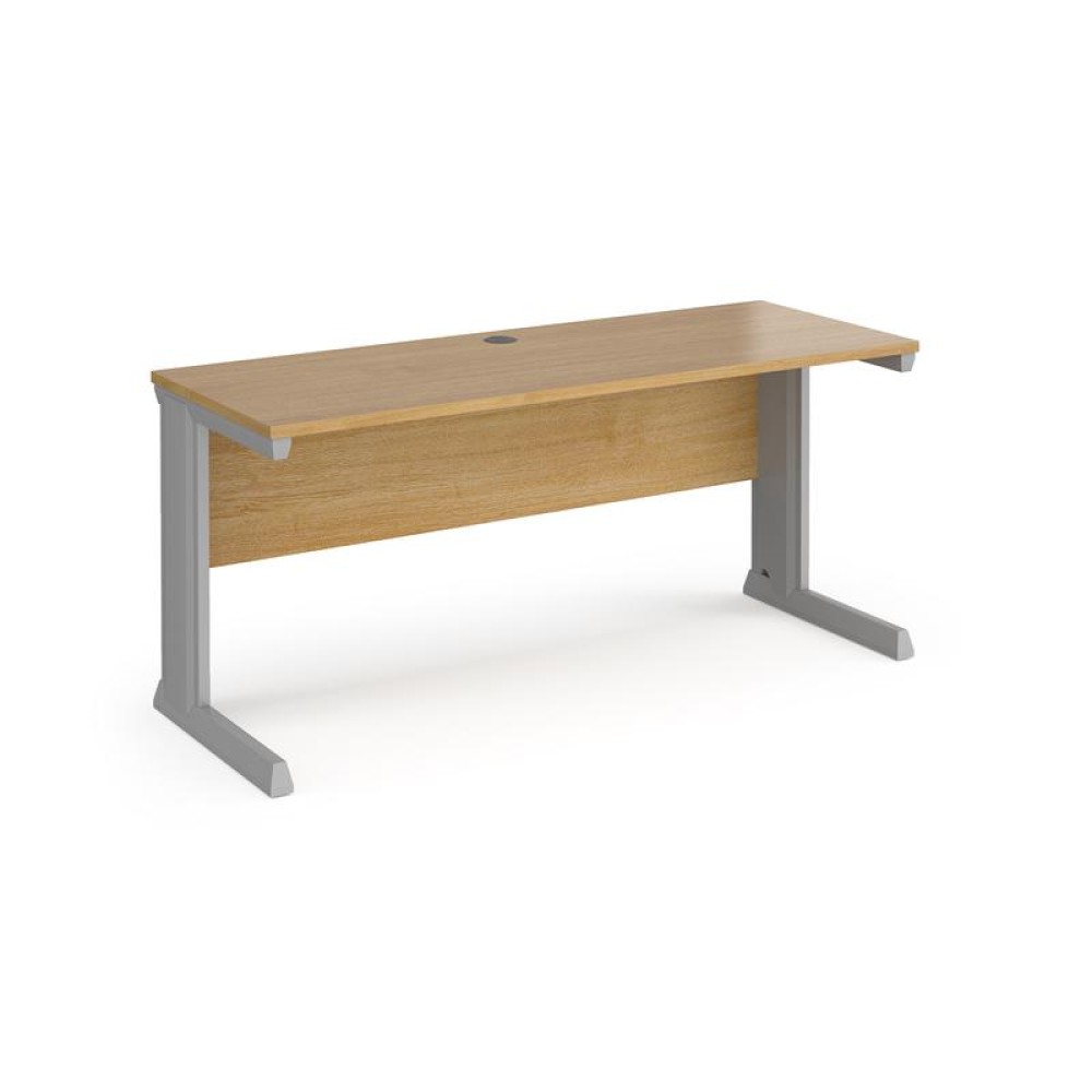 Vivo straight desk 1600mm x 600mm - silver frame, oak top