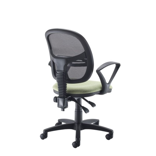 Finish: MTO, Arms: Fixed Loop Arms, Base Type: Black 5 Star, Seat Option: N/A, Back Style: Mesh