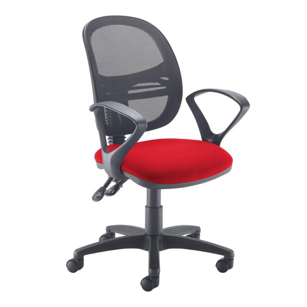 Jota Mesh medium back operators chair with fixed arms - red