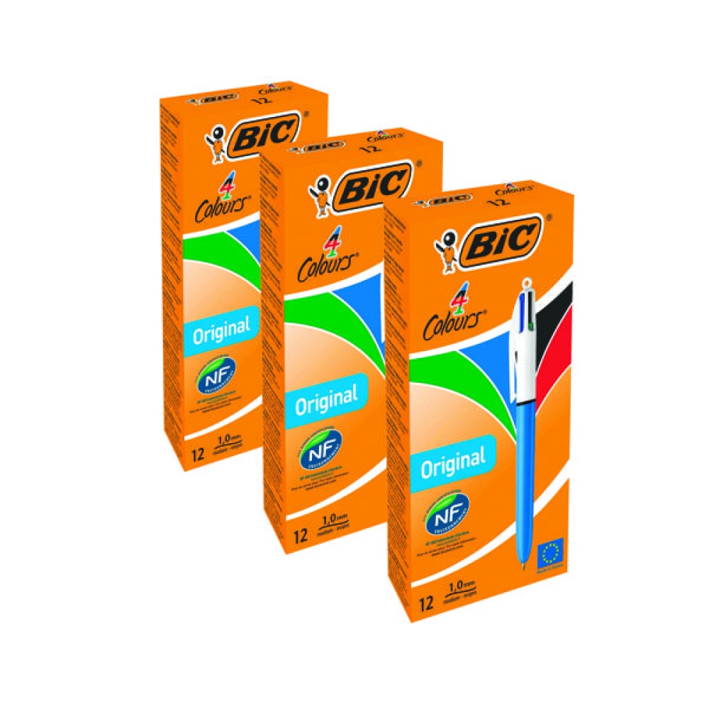 Bic 4 Colours Retractable Ballpoint Pen (Pack of 12) 3For2