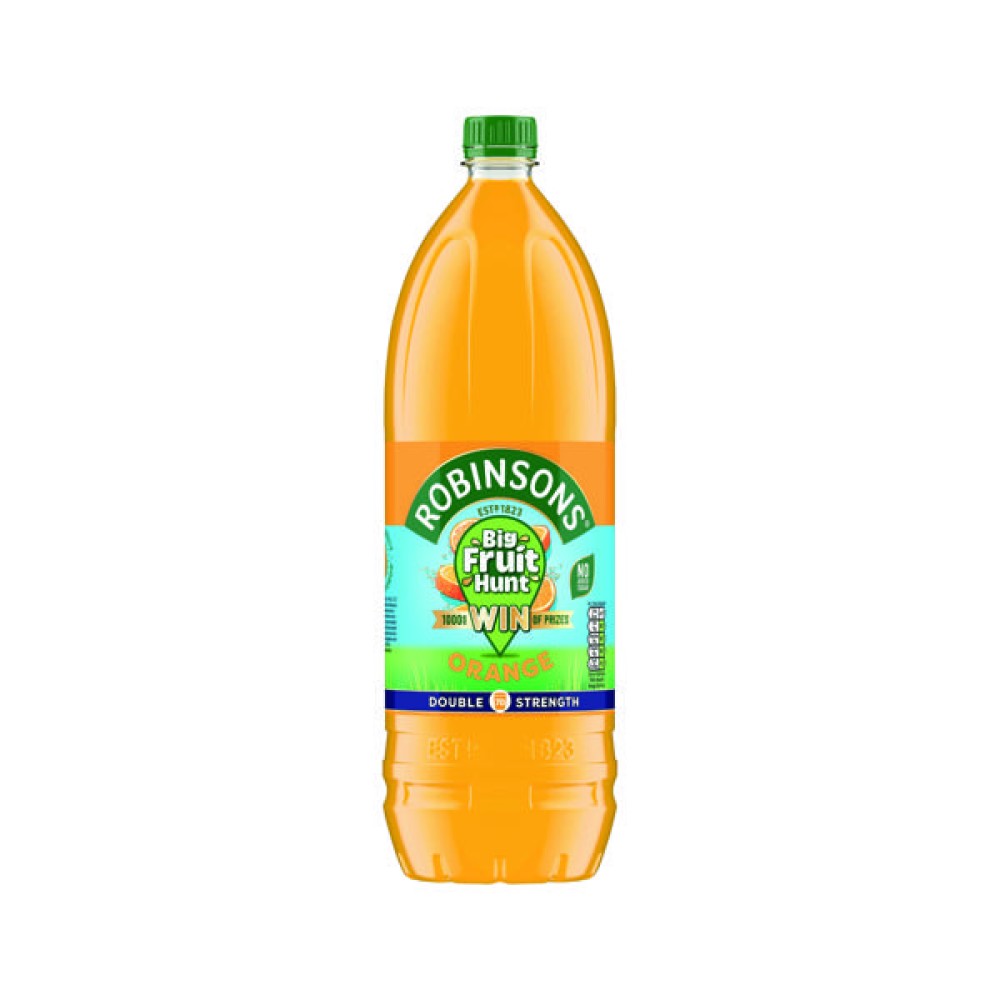 Robinsons Double Concentrate Orange Squash No Added Sugar 1.75L (Pack of 6) 125325