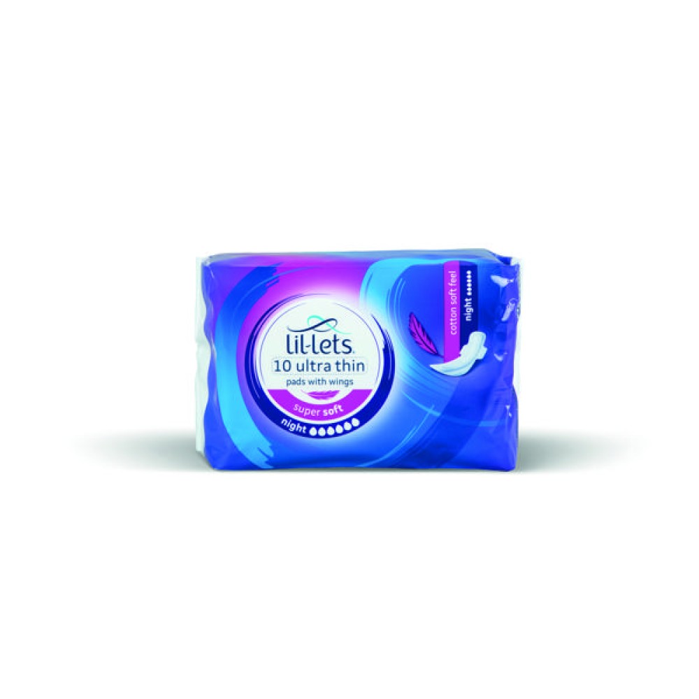 Lil-Lets Supersoft Sanitary Pads Night Ultra with Wings x10 (Pack of 24) 94LSPNT-CH