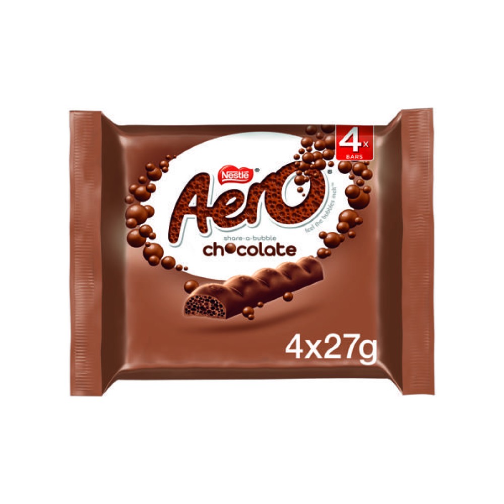 Nestle Aero Bubbly Bar Milk Chocolate Multipack 27g (Pack of 4) 12506725