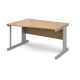 Vivo left hand wave desk 1400mm - silver frame, oak top
