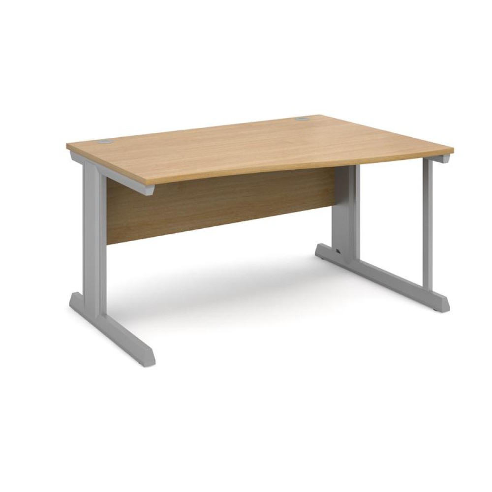 Vivo right hand wave desk 1400mm - silver frame, oak top