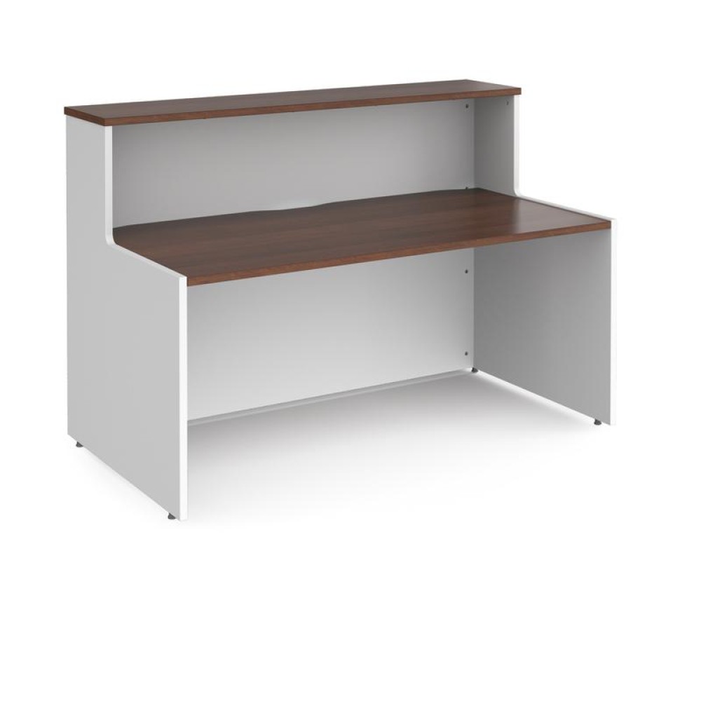 Welcome reception desk 1462mm wide- white with walnut tops