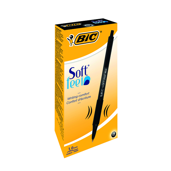 Bic SoftFeel Clic Retractable Ballpoint Pen Black (12 Pack) 837397