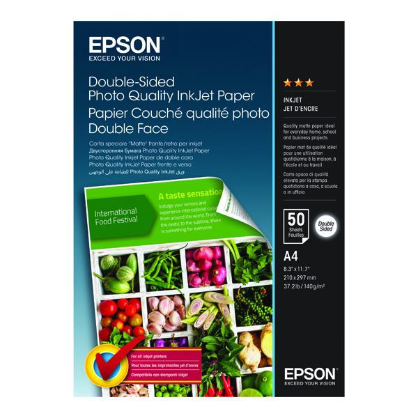 Epson Double-sided photo quality inkjet paper - a4 - 50 sheets Carta  Fotografica A6 C13S400059 Epto | Acquista Online