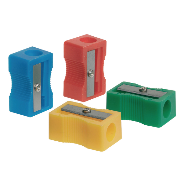 Q-Connect Plastic Pencil Sharpener Single Hole Assorted (Pack of 10) KF76992